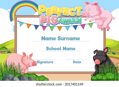 Diploma or certificate template for school kids illustration