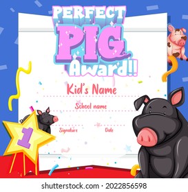 Diploma or certificate template for school kids illustration