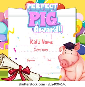 Diploma or certificate template for school kids illustration