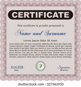 Diploma or certificate template. Superior design. Vector pattern that is used in currency and diplomas.With quality background. 