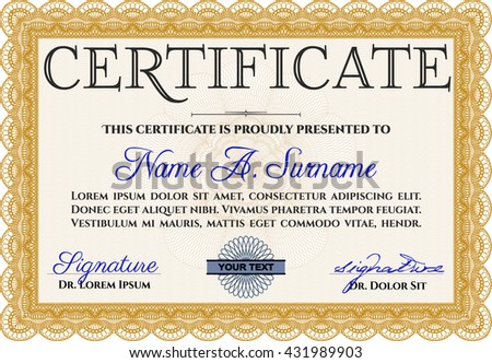 Sample Certificate. Frame certificate template Vector. With linear ...