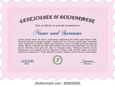 Diploma or certificate template. Vector illustration.Beauty design. With background. 