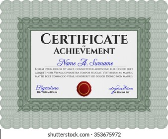 Diploma or certificate template. Vector illustration.Good design. With guilloche pattern and background. 