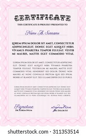 Diploma or certificate template. Vector illustration.With background. Sophisticated design. 