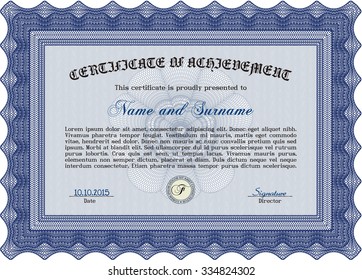 Diploma or certificate template. Vector illustration.With background. Sophisticated design. 