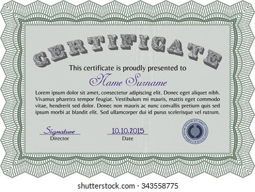 Diploma or certificate template. Vector illustration.With quality background. Superior design. 