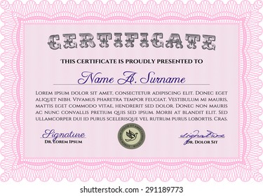 Diploma or certificate template. Vector pattern that is used in currency and diplomas.Elegant design. Easy to print. 