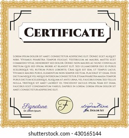 Diploma or certificate template. Vector pattern that is used in currency and diplomas.Superior design. Complex background. Orange color.