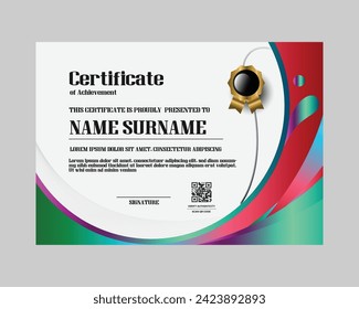 Plantilla de certificado de diploma degradado vibrante diseño de estilo moderno