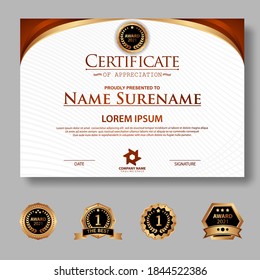 Diploma certificate templates in gradations and gold, luxury and modern style and award style vector images. Suitable for appreciation. Vector illustration.