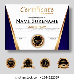 Diploma certificate templates in gradations and gold, luxury and modern style and award style vector images. Suitable for appreciation. Vector illustration.