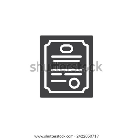 Diploma certificate vector icon. filled flat sign for mobile concept and web design. Certificate glyph icon. Symbol, logo illustration. Vector graphics