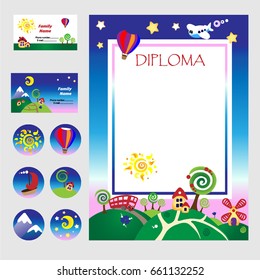 Diploma for children. Positive photos for competitions or camp or events come.