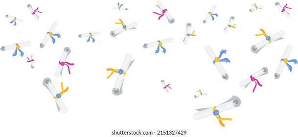 Diploma color background. University graduation document. Certificate of Higher Education. Flat vector illustration.