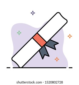 diploma colour line vector icon