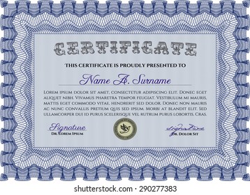 Diploma. Diploma of completion.With linear background. Excellent design. 