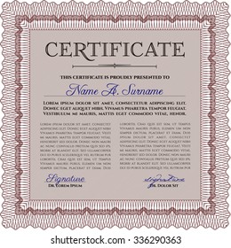 Diploma. With complex background. Nice design. Vector illustration.