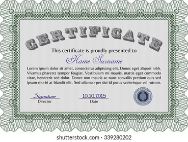 Diploma. Complex design. Vector illustration.With background. 