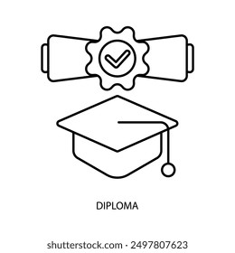 diploma concept line icon. Simple element illustration. diploma concept outline symbol design.