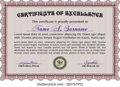 Diploma. Personalizable, fácil de editar y cambiar de color.Diseño superior. Con un fondo de calidad. 
