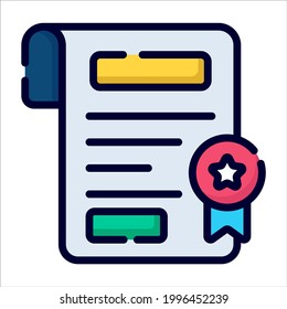 diploma, degree color line icon, vector design usa independence day icon.