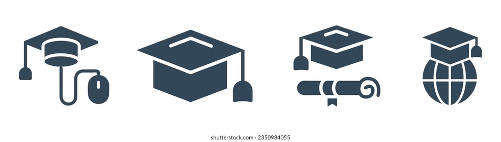 Diploma education icon. Graduation cap sign and symbol vector
