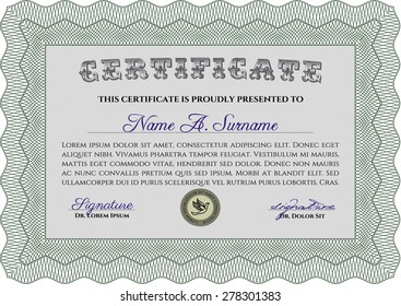Diploma. Excellent design. Complex background. Vector pattern that is used in money and certificate.