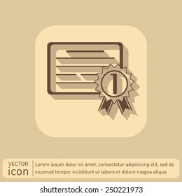 diploma for the first place. Education sign, symbol icon college or institute. graduation