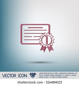 diploma for the first place. Education sign, symbol icon college or institute. graduation