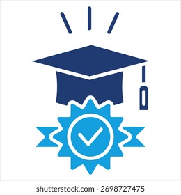 Diploma Ilustración vectorial de icono azul plano