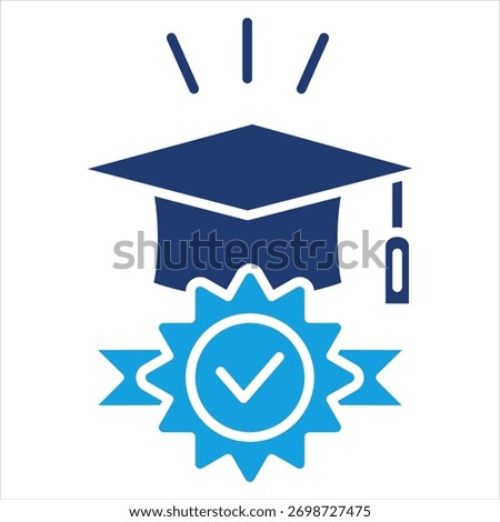 Diploma Flat Blue Icon Vector Illustration