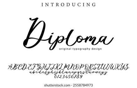 Diploma Font Stylish brush painted an uppercase vector letters, alphabet, typeface