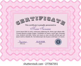Diploma. Frame certificate template Vector.Complex design. Easy to print. 