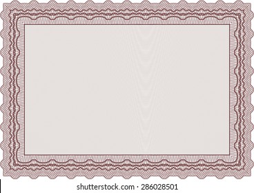 Diploma. Frame certificate template Vector.Cordial design. Printer friendly. 