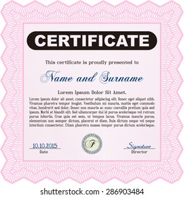 Diploma. Frame certificate template Vector.Cordial design. Printer friendly. 