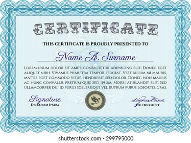 Diplom. Frame Certificate Template Vector.Cordial Design. Druckerfreundlich. 