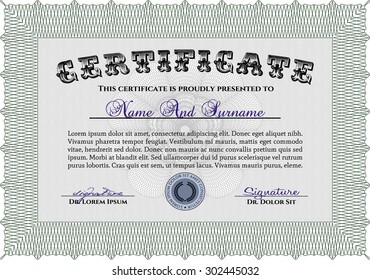 Diploma. Frame certificate template Vector.Cordial design. Printer friendly. 