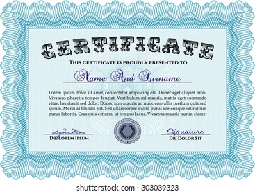 Diploma. Frame certificate template Vector.Cordial design. Printer friendly. 