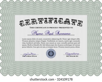 Diploma. Frame certificate template Vector.Cordial design. Printer friendly. 