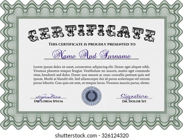 Diploma. Frame certificate template Vector.Cordial design. Printer friendly. 