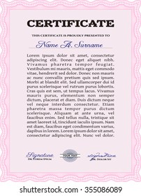 Diploma. Plantilla de certificado de marco Vector.Con patrón guilloche. Buen diseño.
