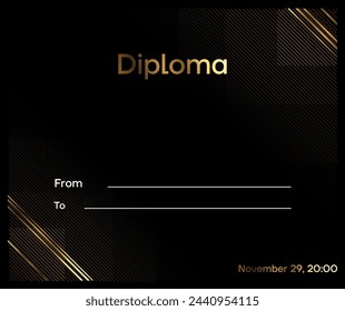 Diploma. Gold diploma. Background for awards, greetings.