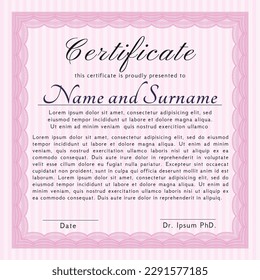 Diploma.  Good design.  With background.  Vector illustration.  Pink color.