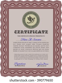 Diploma. Buen diseño. Borde, marco. Con fondo. Color rojo.