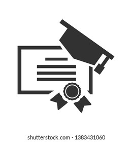 Diploma and graduate cap icon vector