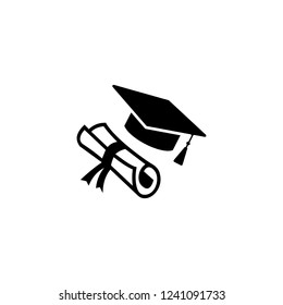diploma and graduate cap symbol