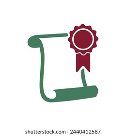 Diploma, Graduate Certificate Icon Vector Template