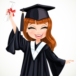 Diploma Graduating Happy Student Girl