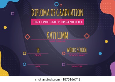 Diploma of graduation certificate template, vector illustration. 