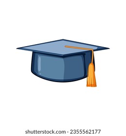 diploma graduation hat cartoon. student degree, black academic, study tassel diploma graduation hat sign. isolated symbol vector illustration